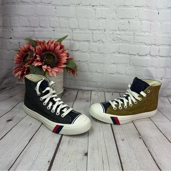 pro keds womens 8.5 royal high top sneaker patchwork lace up UNISEX - Picture 1 of 8